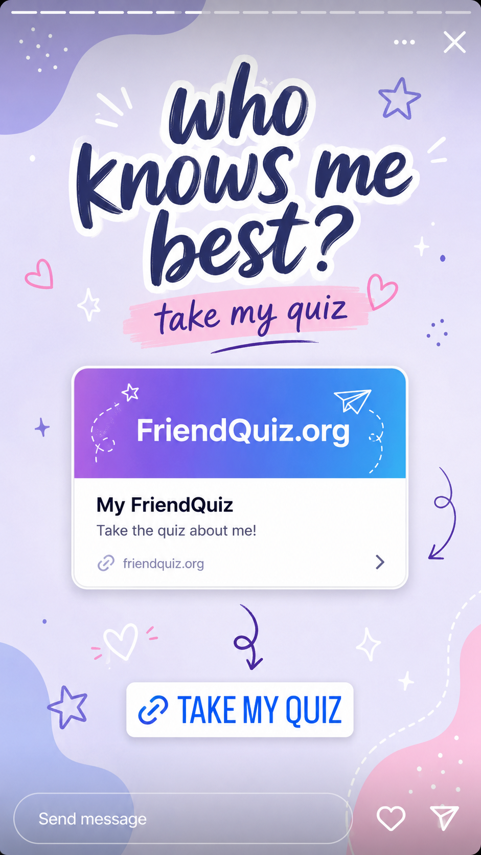 Friend Quiz sticker on an Instagram story — social sharing example